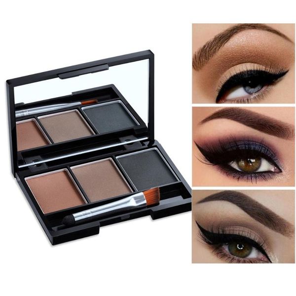 

3 colors long lasting eyebrow powder shadow palette with soft brush and mirror eyebrow recommend