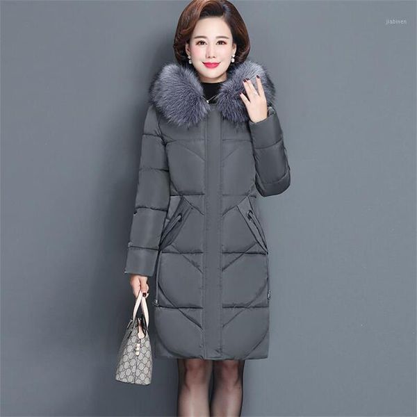 

2020 new plus size 6xl winter jacket female down cotton padded clothes women casual slim parka middle-aged coat overcoats1, Black