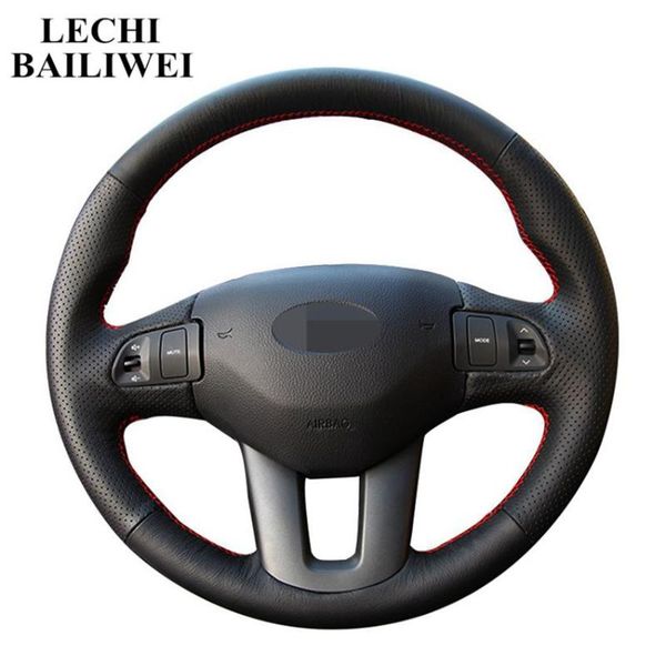 

hand-stitched steering wheel covers black artificial leather car steering wheel cover for kia sportage 3 2011-2014 kia ceed 2010
