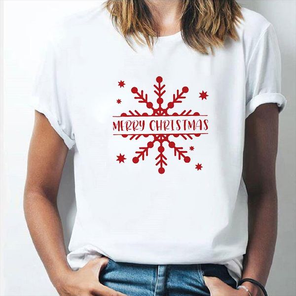 

christmas t shirt snow print merry christmas letter print women tshirt harajukku short sleeve femme camiseta mujer, White