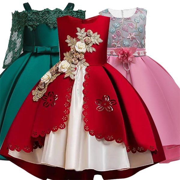 

girls dress kids dresses for girls elegant princess dress for girl wedding evening party gown children clothing 3 6 8 9 10 years y200623, Red;yellow