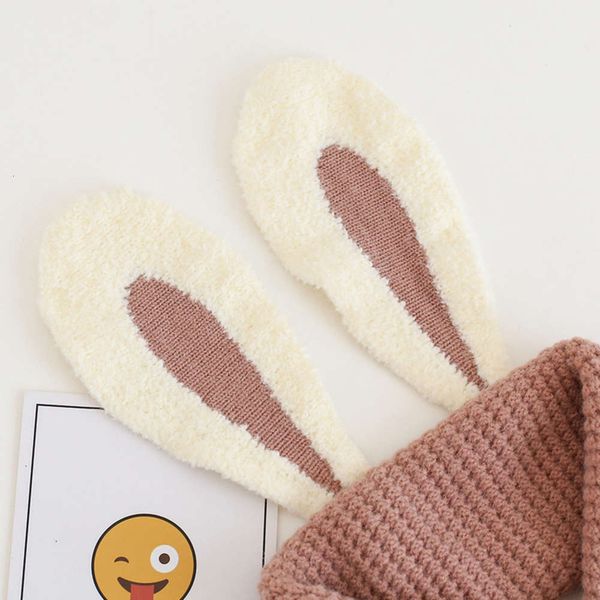 

bunny long ears crossed baby cartoon knitting collar boys girls wool neck cover children's scarf autumn and winter 122b122bsya4, Red;brown