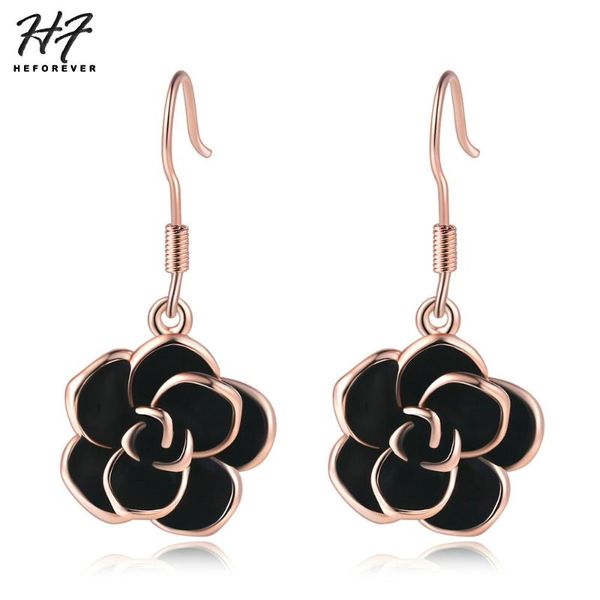 

dangle & chandelier vintage black rose shaped piercing drop earring for women gold color fashion jewelry xmas gift e089 e090, Silver
