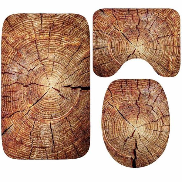 

bath mat sets 3 piece creative wood pattern non slip bathroom bath mat + lid toilet cover + toilet oft flannel rugs