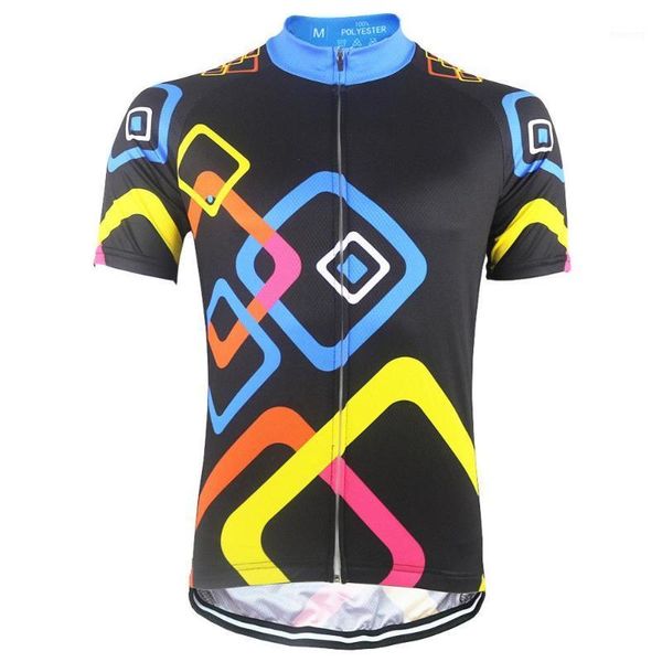 

racing jackets hirbgod 2021 outdoor sports cycling jersey men summer short sleeve dh bike shirt square print road bicycle clothing,nr1231, Black;red