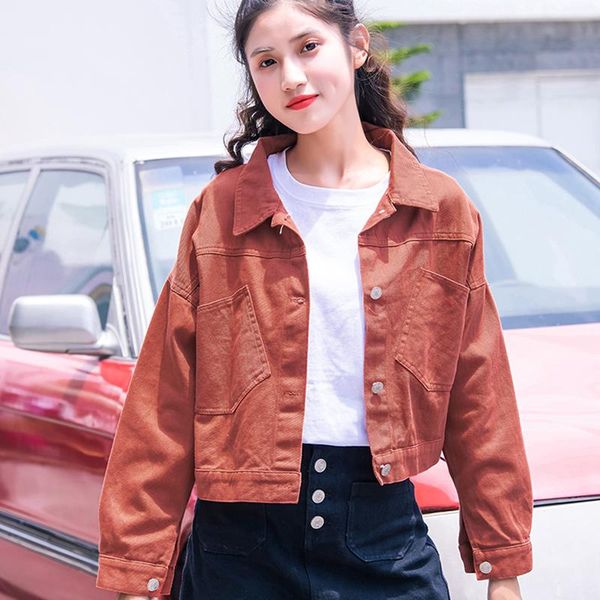 

women's jackets ladies fashion women spring casual solid female turn-down collar short style coat pockets single breasted jacket, Black;brown