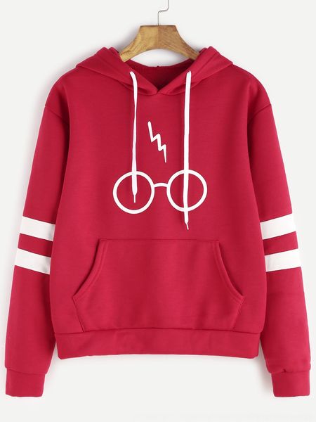 

xw9xo sale sale loose hooded printed glasses umiud printed loose glasses sweater sweater sweater hooded, Black