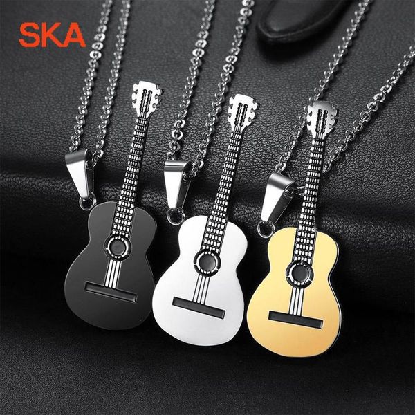 

pendant necklaces ska brand men necklace guitar shape design pendants copper personality punk jewelry tn0128, Silver