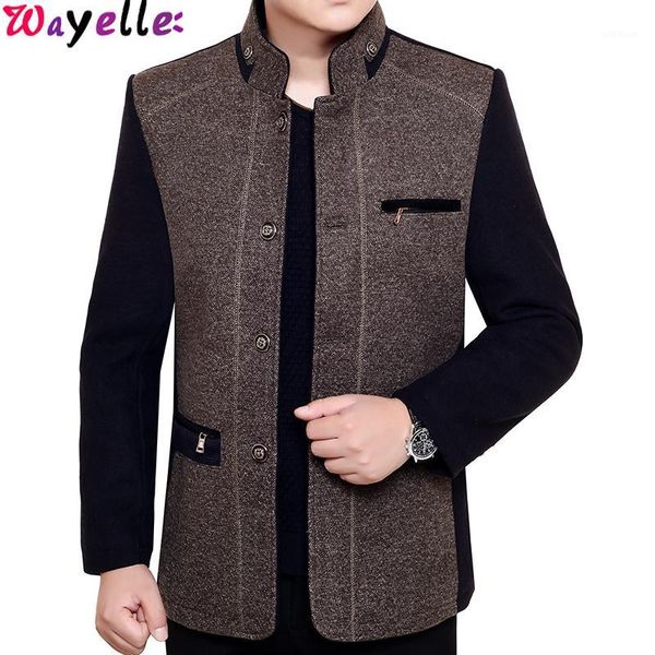 

men's autumn classic woolen jacket coats male casual business fashion slim fit solid single breasted overcoats1, Black;brown