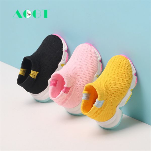 

aogt 2020 autumn infant toddler girl shoes comfortable breathable mesh baby boys shoes fashion casual soft bottom child sneakers lj201104, Black;grey