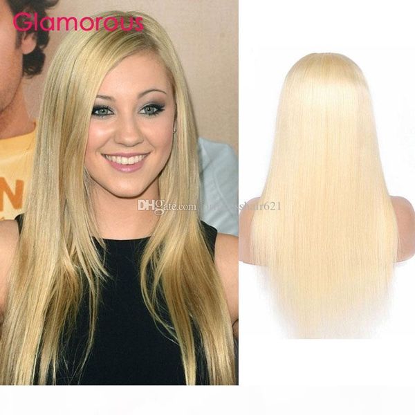 

glamorous #613 blonde human hair wigs peruvian indian malaysian brazilian straight body wave hair wigs 12-24inch blonde hair full lace wig, Black;brown