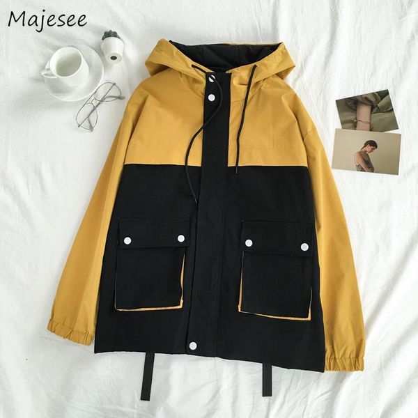 

jackets women simple student bf harajuku pink baseball jacket womens coat all-match hooded patchwork korean style casual loose, Black;brown