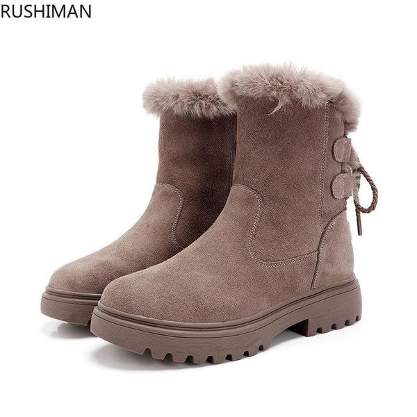 

rushiman2020 new winter ground boots casual all-around plush warm cotton shoes non slip women's boots thick bottom short, Black