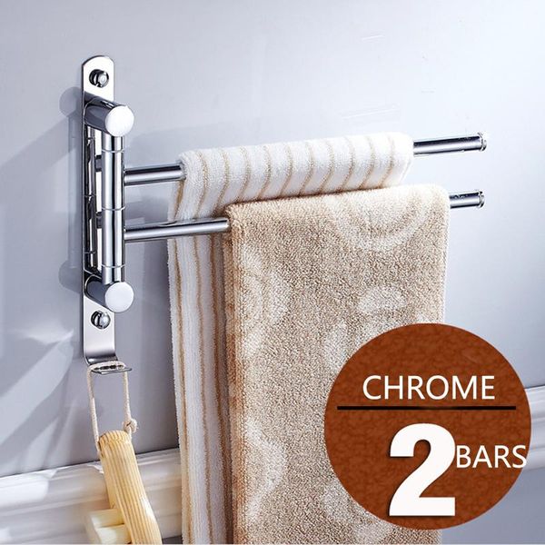 

2018 stainless steel rotating bathroom wall racks chrome mirror polished black towel bar with hooks kitchen qylhfk mywjqq