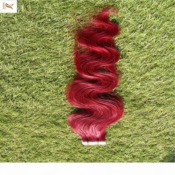 

tape in remy human hair extensions double drawn hair straight invisible skin weft pu tape on hair extensions, Black