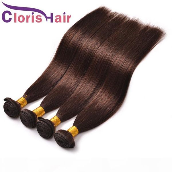

great texture #2 silky straight human hair peruvian virgin extensions 3pcs deals darkest brown colored hair weave straight weft bundles, Black