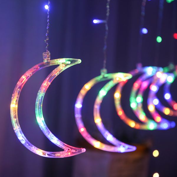 

led lights 3.5m moon curtain fairy lights family holiday christmas tree decoration garland ornaments 5 strings