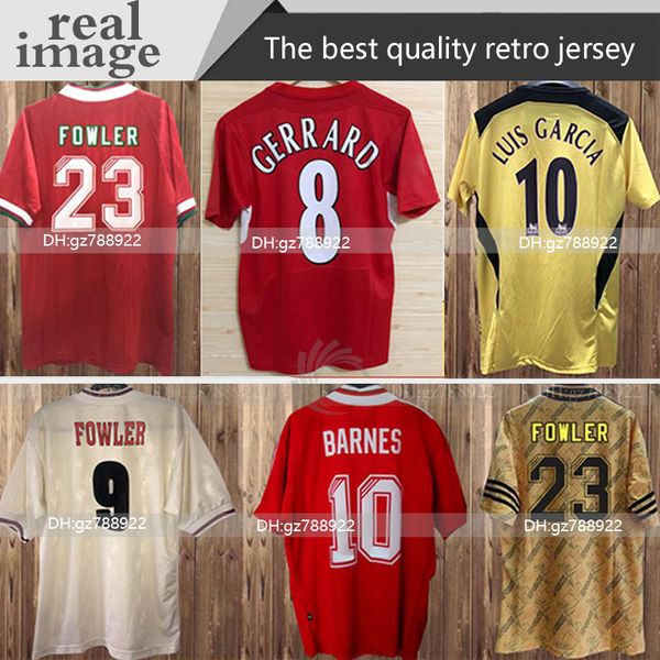 

85 04 fowler torres long sleeve mens retro soccer jerseys redknapp wright gerrard heskey benayoun home líverpool black short football shirt, Black;yellow