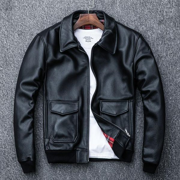 

2018 new style thickening men's cowhide jacket coat, Black