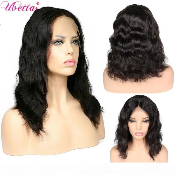 

ubetta 100% real hair wigs body wave brazilian human hair wigs pre plucked hairline natural black curly wig adjustable straps, Black;brown