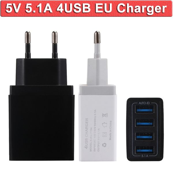 

us/eu usb wall charger plug 5v 5.1amp cube four port travel power charger adapter for all series phones electric appliance d30
