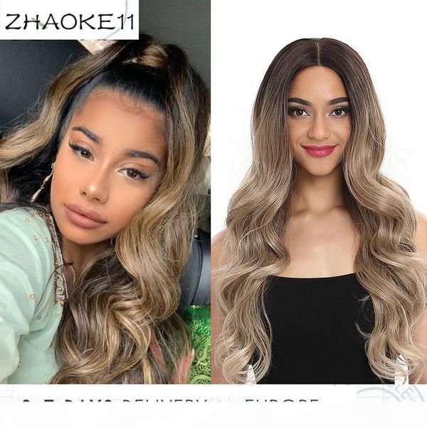 

передний парик cosplay шнурка 30 дюймов кружева длинные волнистые 360 0mbre блондинку парик красный афро-американских парики из синтетически, Black