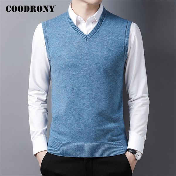 

coodrony brand sweater men autumn winter soft warm vest men clothing new arrival casual v-neck sleeveless pull homme c1165 201201, White;black