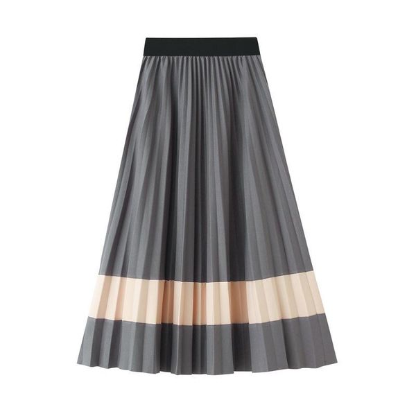 

2021 autumn & winter new arrival elastic waist slimming casual high waist pleated skirt all-match women long skirt ing, Black