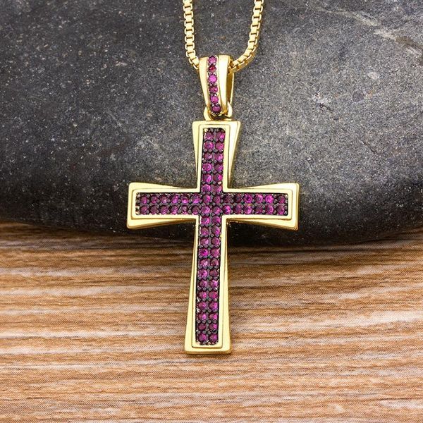 

pendant necklaces classic cross crystal gold chain necklace cubic zirconia choker fashion jewelry gifts for women girls, Silver