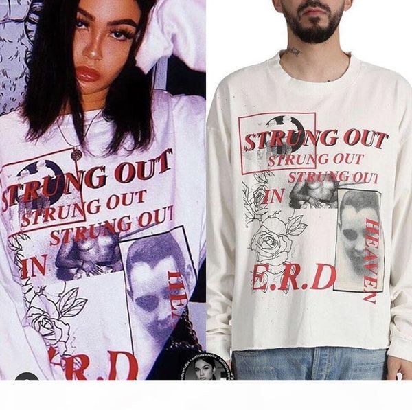 

erd oversized long sleeve shirts enfants riches deprives distressed vintage graphic t-shirts men women casual hip hop streetwear, White;black