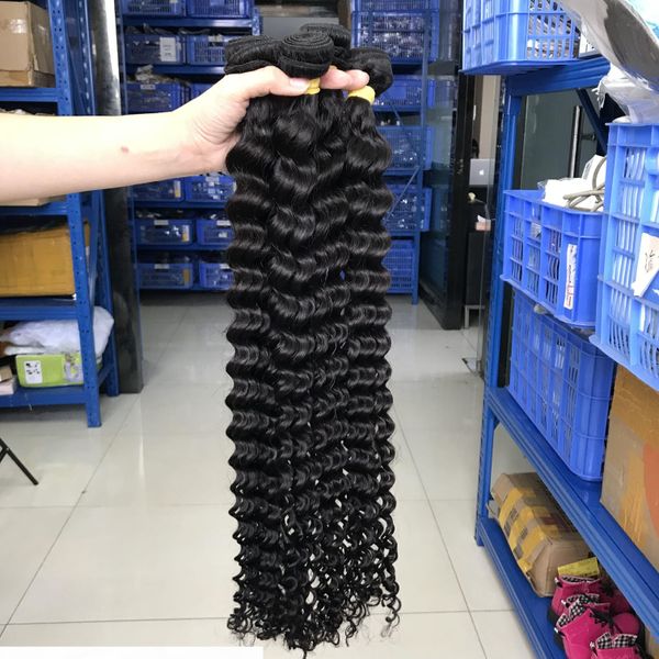 

deep wave virgin human hair bundles for women brazilian hair bundles, Black;brown