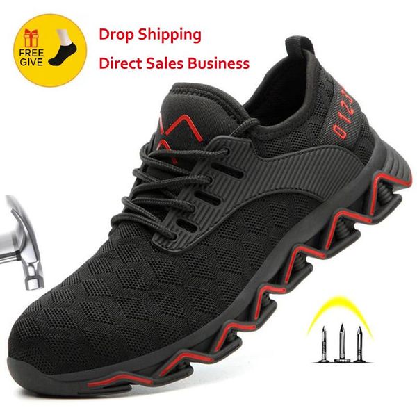 

new design safety work shoes boots for men anti-smashing steel toe boots men and women construction shoes safety sneakers, Black