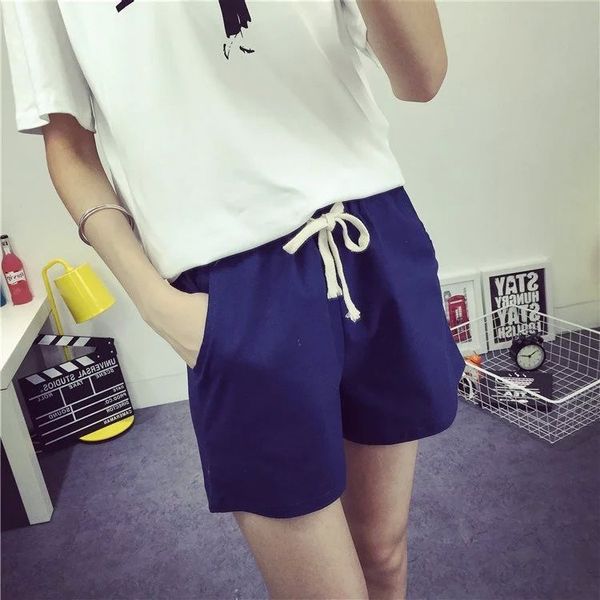 

new korean loose cotton hemp women's shorts in spring and summer, White;black