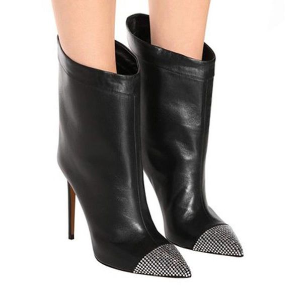 

2020 fashion women 10cm high heels ankle rivets fetish sock boots stiletto heels boots studded scarpins black stripper shoes