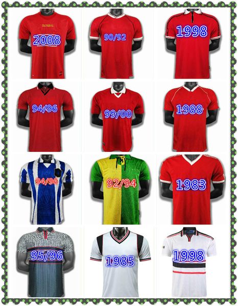 

retro 1983 1984 1986 1988 united ronaldo soccer jerseys man 1990 92 94 utd beckham cantona keane scholes vintage football shirt, Black;yellow