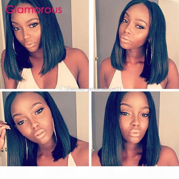 

glamorous bob style virgin brazilian straight hair wig malaysian indian peruvian human hair lace front wigs full lace wigs, Black;brown