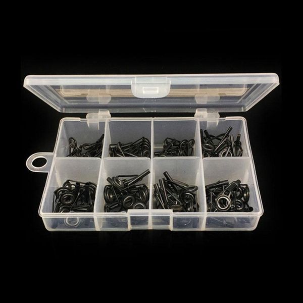 

80pcs/lot 8 size fishing rod guide stainless steel & ceramic tip ring circle pole repair kit set fishing fishing accessories sqcnqt