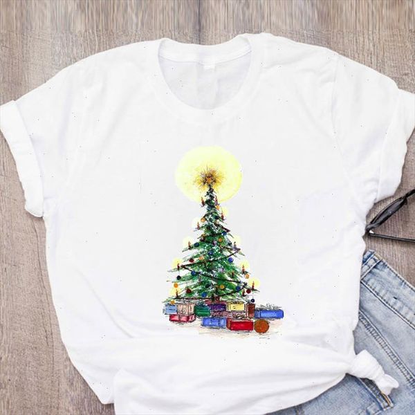 

women graphic tree cartoon star gift holiday new year merry christmas clothing female printed lady tees t shirt t shirt, White