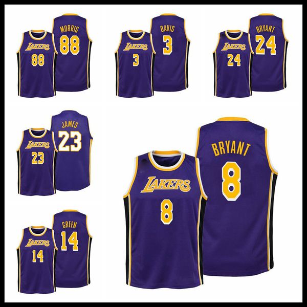 

los angeles lakers kobe bryant lebron james anthony davis men purple rip basketball jersey, Black