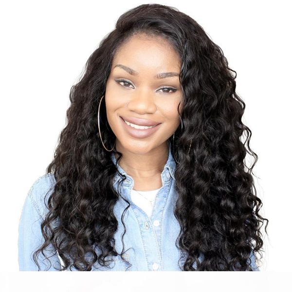 

360 lace frontal wig for blac women deep wave deep part pre plucked virgin peruvian 360 lace front wigs with baby hair, Black;brown