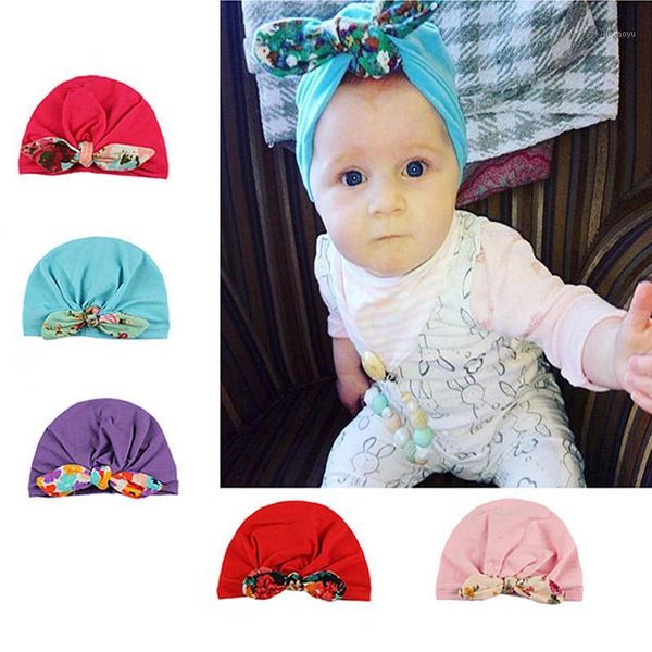 

girls boys soft bohemian bows hat comfortable turban ear knit cap beanie hat muslim1, Yellow