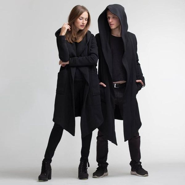 

new 2019 men women gothic long trench couple warm winter trench cloak cape coat loose parka outwear1, Tan;black