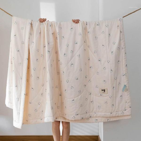 

papa&mima gauze cotton plaid quilt summer throws blanket spring bedding filler1