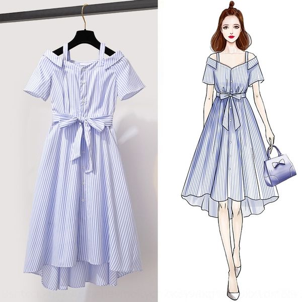 

s7b7c shirt dress 2019 summer women's spring striped dress dresssling sling new shoulder french skirt yamamoto super fairy unrhq, Black;gray