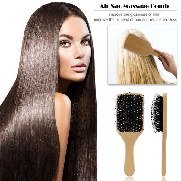 

hair brushes wood air sac comb hairbrush scalp care tool healthy paddle cushion massage lightweight easily carrying part, Silver