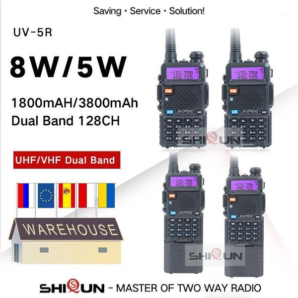 

walkie talkie 4pcs baofeng uv-5r 5w and 8w 1800mah 3800mah radio vhf uhf dual band uv5r two way for hunting ham radios1