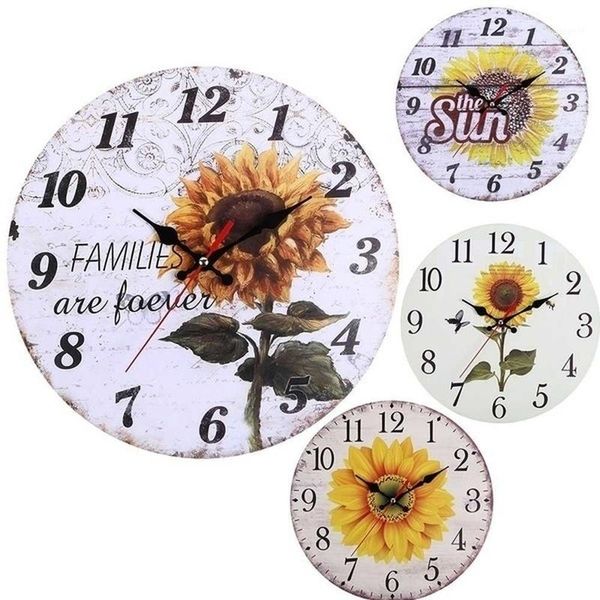 

30cm sunflower wooden wall clock decorative for living room kitchen bedroom bathroom home office wall clocks decor1