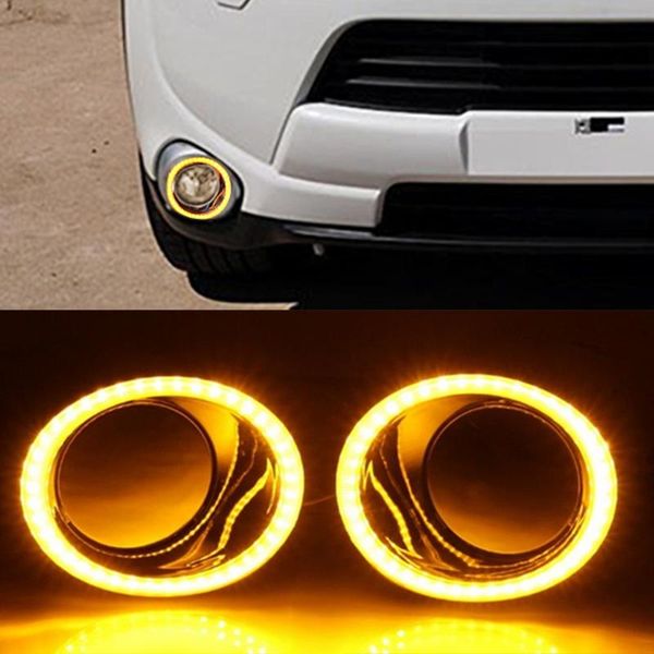 

2pcs led drl for mitsubishi outlander 2013 2014 2020 daytime running light fog lamp driving lights yellow turn signal