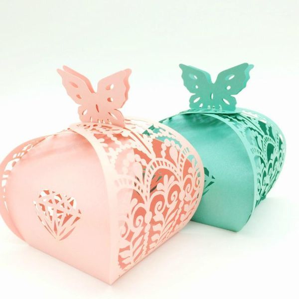 

50pcs butterfly box wedding candy boxes laser cutting elegant luxury party supplies paper candy bag guests gift sugar box7zsh1371