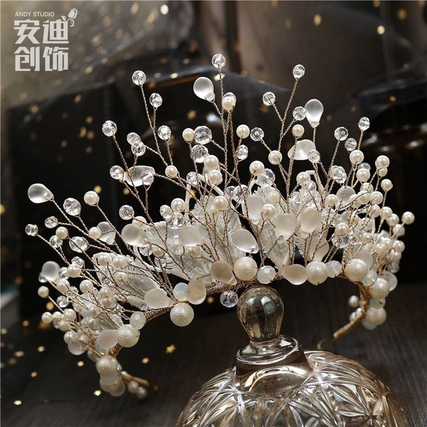 

super xianmei crystal flower branch high grade crown headdress 2019 new bridal decoration hair band wedding dress accessories, Silver